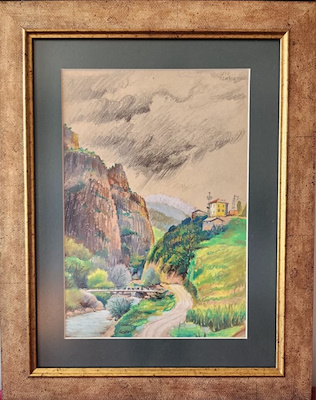 Mustafa Kemal Gözen imzalı tablo — Pastel Boya, 35×24.5 cm, 1.750 TL müzayede satışı