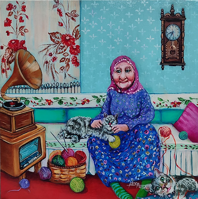 Fatma Akgün imzalı tablo — Akrilik Boya, 40×40 cm, 16.000 TL müzayede satışı