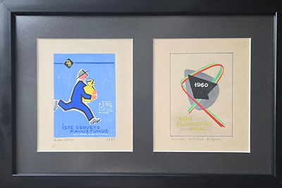 Althan Enson (1930-2010) “özgün Reklam Tasarımları” imzalı tablo — Karışık Teknik, 15×13 cm, 2.250 TL müzayede satışı