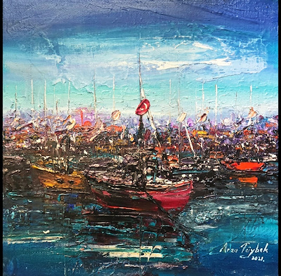 Arzu Tüybek imzalı tablo — Yağlı Boya, 25×25 cm, 4.000 TL müzayede satışı