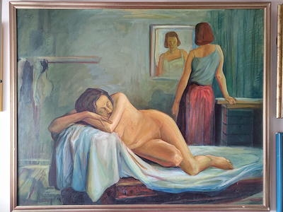 Mesut Eren imzalı tablo — Yağlı Boya, 110×135 cm, 12.000 TL müzayede satışı