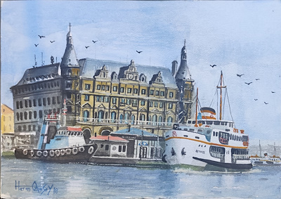 Hasan Ozansoy imzalı tablo — Sulu Boya, 35×50 cm, 5.000 TL müzayede satışı