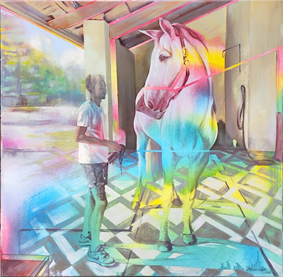Mohsen Zadeh imzalı tablo — Karışık Teknik, 100×100 cm, 50.000 TL müzayede satışı