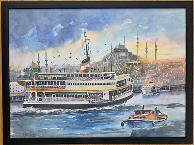 Hasan Ozansoy imzalı tablo — Sulu Boya, 56×76 cm, 6.000 TL müzayede satışı