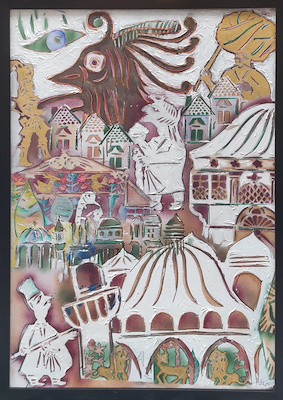 Aziz Murat Aslan imzalı tablo — Minyatür, 70×70 cm, 25.000 TL müzayede satışı