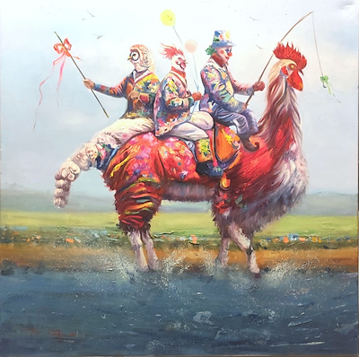 Mahshid Moochani imzalı tablo — Yağlı Boya, 100×100 cm, 90.000 TL müzayede satışı