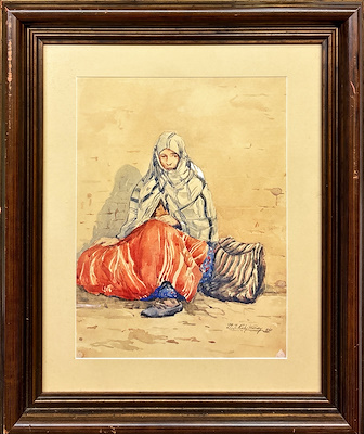 Dr. İsa Ruhi Koray (1894-1965) “oryantalist” imzalı tablo — Sulu Boya, 37×38 cm, 13.000 TL müzayede satışı