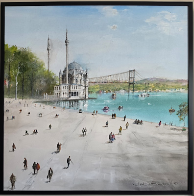 Işıl Özışık imzalı tablo — Sulu Boya, 100×100 cm, 60.000 TL müzayede satışı