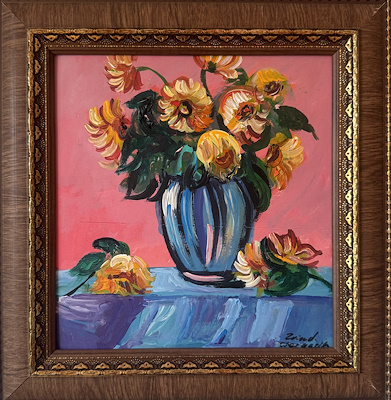 Zviadi Cherqezia imzalı tablo — Yağlıboya, 20×20 cm, 1.000 TL müzayede satışı