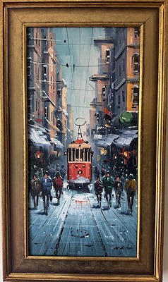 Hüseyin Kılıç imzalı tablo — Yağlıboya, 20×40 cm, 3.500 TL müzayede satışı