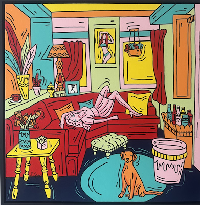 Sena Güven imzalı tablo — Akrilik, 80×80 cm, 10.000 TL müzayede satışı