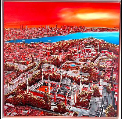 Alev Özas imzalı tablo — Yağlıboya, 100×100 cm, 45.000 TL müzayede satışı