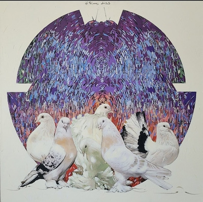 Hüseyin Elmas imzalı tablo — Karışık Teknik, 100×100 cm, 12.000 TL müzayede satışı