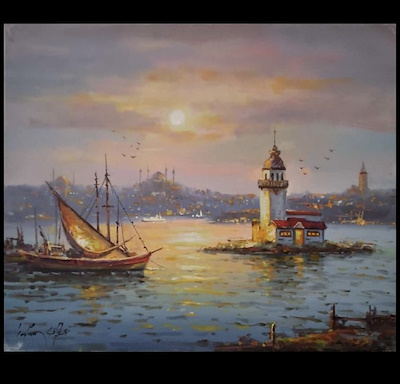 İrfan imzalı tablo — Yağlıboya, 60×50 cm, 3.000 TL müzayede satışı