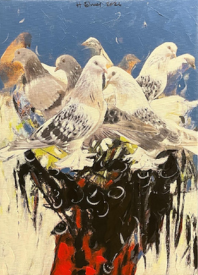 Hüseyin Elmas imzalı tablo — Karışık Teknik, 50×35 cm, 6.750 TL müzayede satışı