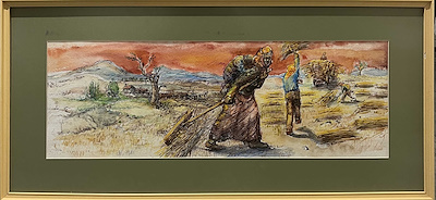 Selahattin Gökoğlan imzalı tablo — Karışık Teknik, 65×23 cm, 3.250 TL müzayede satışı