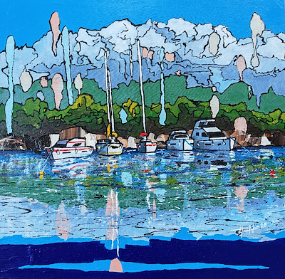 Uğur Akın imzalı tablo — 40×40 cm, 7.500 TL müzayede satışı