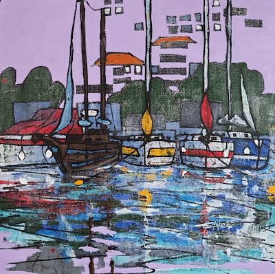 Uğur Akın imzalı tablo — 40×40 cm, 6.000 TL müzayede satışı