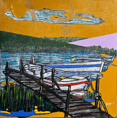Uğur Akın imzalı tablo — Akrilik Boya, 40×40 cm, 2.500 TL müzayede satışı