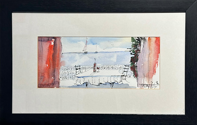 Yusuf Bilge imzalı tablo — Sulu Boya, 12×27 cm, 2.500 TL müzayede satışı