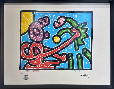 Keith Haring imzalı tablo — Baskı, 50×70 cm, 3.500 TL müzayede satışı