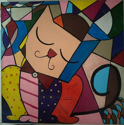 Romero Britto imzalı tablo — Yağlı Boya, 28×28 cm, 500 TL müzayede satışı