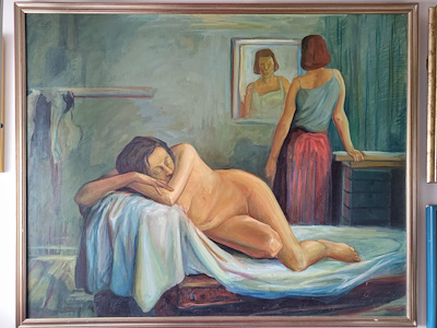 Mesut Eren imzalı tablo — Yağlı Boya, 110×135 cm, 10.000 TL müzayede satışı
