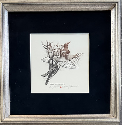 Robert Baramov imzalı tablo — Gravür, 14×14 cm, 2.000 TL müzayede satışı