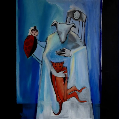 Gökçe Okay imzalı tablo — Akrilik Boya, 50×50 cm, 10.000 TL müzayede satışı