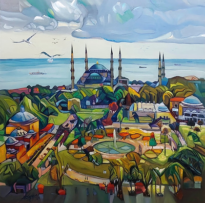 Zafer Karakuş imzalı tablo — Yağlı Boya, 100×100 cm, 50.000 TL müzayede satışı