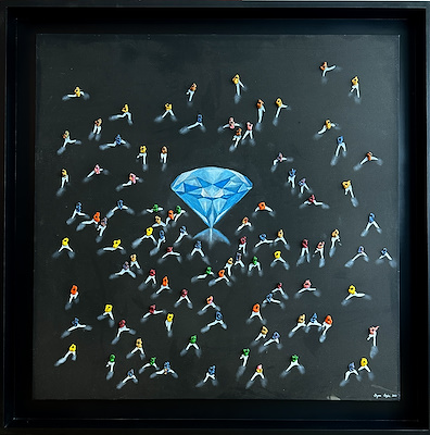 Şeyma Öngünç imzalı tablo — Karışık Teknik, 90×90 cm, 40.000 TL müzayede satışı