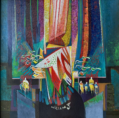 Veli Sapaz imzalı tablo — Yağlı Boya, 40×40 cm, 12.000 TL müzayede satışı
