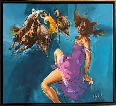 Akdoğan Topaçlıoğlu imzalı tablo — Yağlı Boya, 100×100 cm, 80.000 TL müzayede satışı