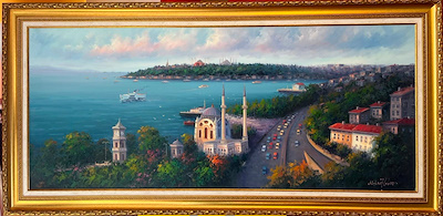 M. Razı Haksever imzalı tablo — Yağlı Boya, 60×140 cm, 27.500 TL müzayede satışı