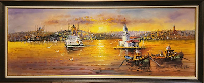 Halil Cankut imzalı tablo — Yağlı Boya, 55×150 cm, 7.500 TL müzayede satışı