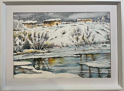 Murat Özaras imzalı tablo — Sulu Boya, 32×47 cm, 2.500 TL müzayede satışı
