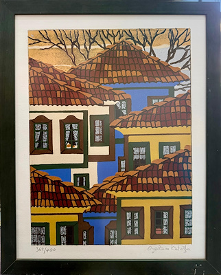 Oya Zaim Katoğlu imzalı tablo — Gravür, 40×30 cm, 1.250 TL müzayede satışı