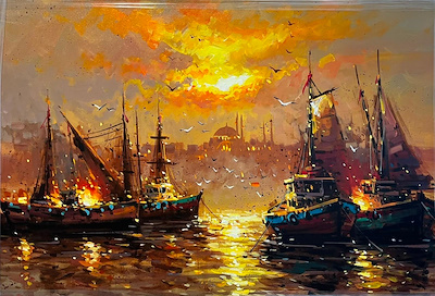 Recep Eldeniz imzalı tablo — Yağlı Boya, 70×100 cm, 7.500 TL müzayede satışı