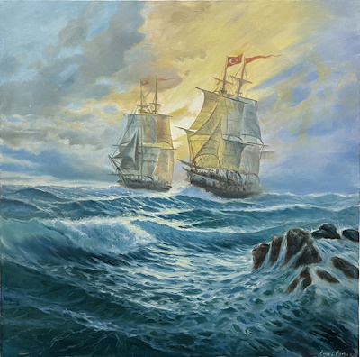 Ömer Özelci imzalı tablo — Yağlı Boya, 90×90 cm, 2.500 TL müzayede satışı