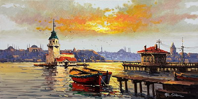 Recep Eldeniz imzalı tablo — Yağlı Boya, 60×120 cm, 6.000 TL müzayede satışı