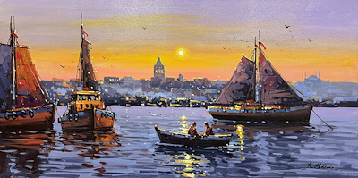 Recep Eldeniz imzalı tablo — Yağlı Boya, 60×120 cm, 6.000 TL müzayede satışı