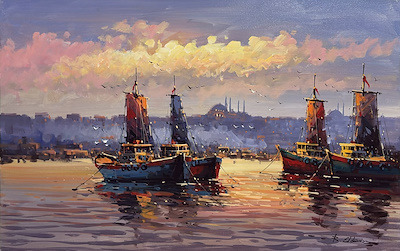 Recep Eldeniz imzalı tablo — Yağlı Boya, 70×110 cm, 6.000 TL müzayede satışı