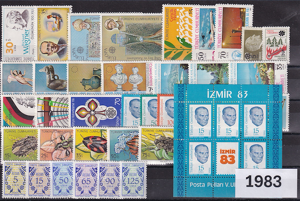 T.C. YIL SETİ DAMGASIZ MNH-1983 Yıl Seti Tam Takım Kat.2836