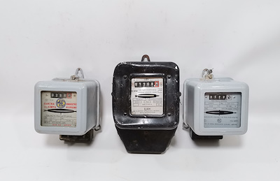 3 ADET ANTİKA ELEKTRİK SAYACI-1970'lerden 3 adet antika elektrik sayac