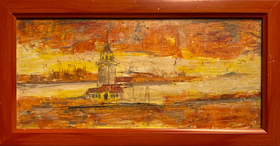 İsmet Müftüoğlu imzalı tablo — Karışık Teknik, 15×32 cm, 455 TL müzayede satışı
