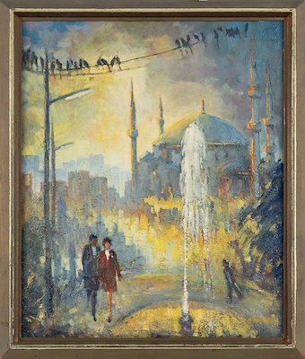 Nüzhet İslimyeli imzalı tablo — Yağlı Boya, 65×54 cm, 68.236 TL müzayede satışı
