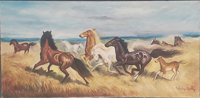 Nuri Sali imzalı tablo — Yağlı Boya, 50×100 cm, 1.820 TL müzayede satışı