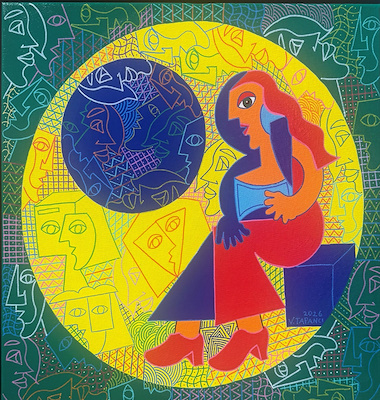 Veysi Tapancı imzalı tablo — Akrilik Boya, 40×40 cm, 14.630 TL müzayede satışı