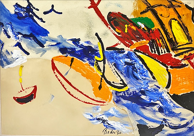 Bedri Baykam imzalı tablo — Yağlı Boya, 53×72 cm, 32.000 TL müzayede satışı