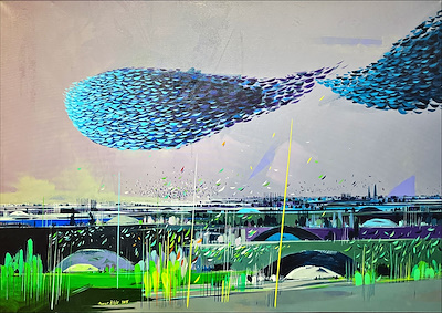 Tamer Bilgiç imzalı tablo — Yağlı Boya, 100×150 cm, 17.000 TL müzayede satışı
